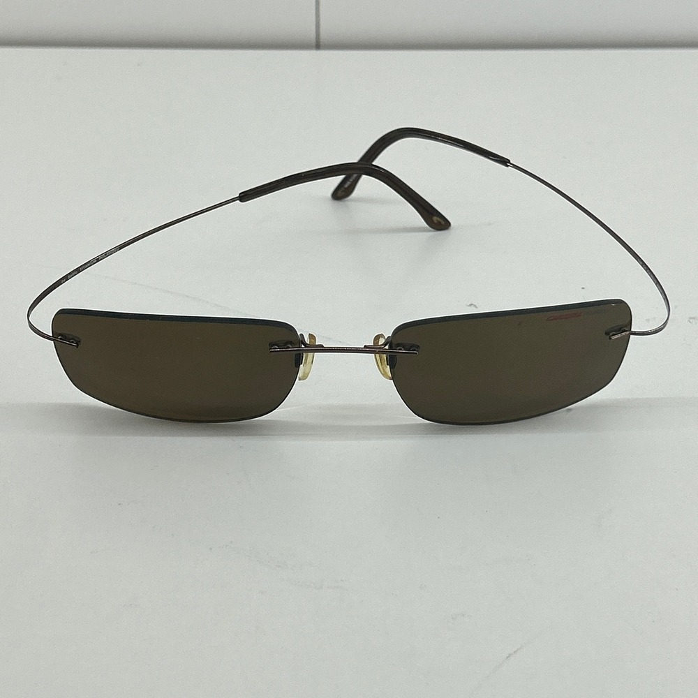 Carrera Mens Rimless Sunglasses Brown Titanium Polarized 56-19 CA931/S